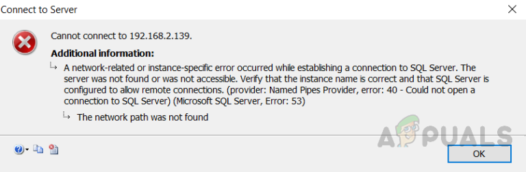 So beheben Sie den Fehler “Beim Herstellen einer Verbindung zu SQL Server ist ein netzwerkbezogener oder instanzspezifischer Fehler aufgetreten”.