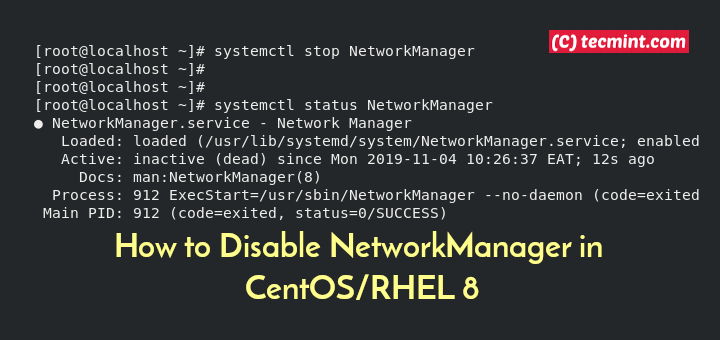 So deaktivieren Sie NetworkManager in CentOS / RHEL 8