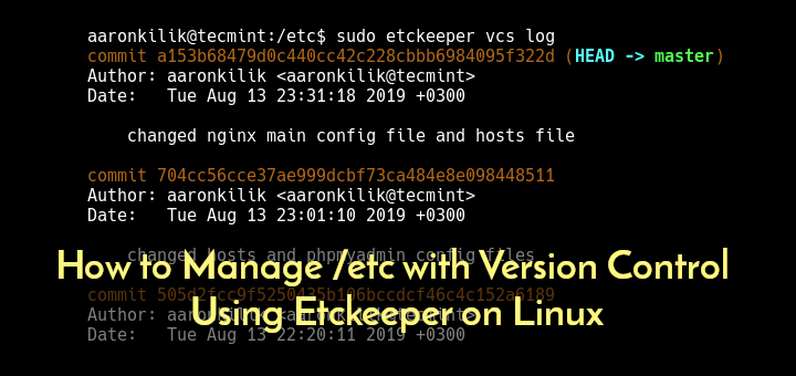 Verwalten von / etc mit Versionskontrolle unter Verwendung von Etckeeper unter Linux