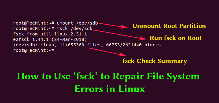 Verwendung von ‘fsck’ zum Reparieren von Dateisystemfehlern unter Linux