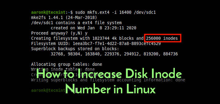 So erhöhen Sie die Inode-Nummer unter Linux