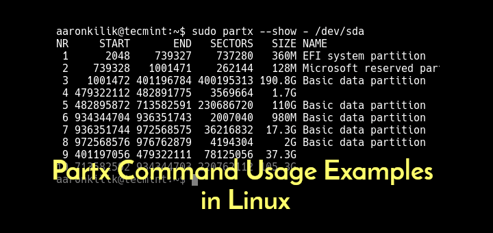 8 Beispiele für die Verwendung von Partx-Befehlen unter Linux