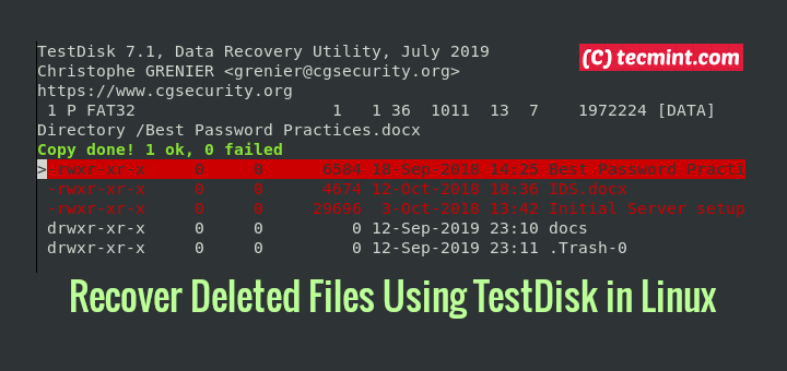 Wiederherstellen gelöschter Dateien mit TestDisk unter Linux