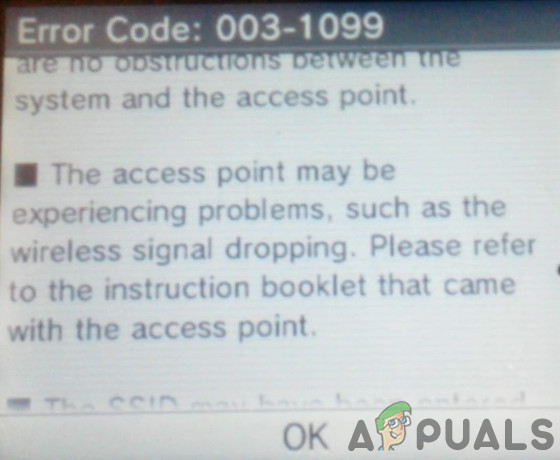Nintendo 3DS oder 2DS stellen keine Verbindung zum WLAN-Fehler ‘003-1099’ her.
