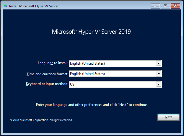 Wie installiere ich Hyper-V 2019 Server Core?