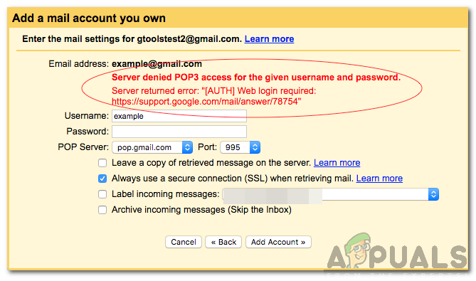 Wie kann der Fehler “Server verweigert POP3-Zugriff für den angegebenen Benutzernamen und das angegebene Kennwort” behoben werden?