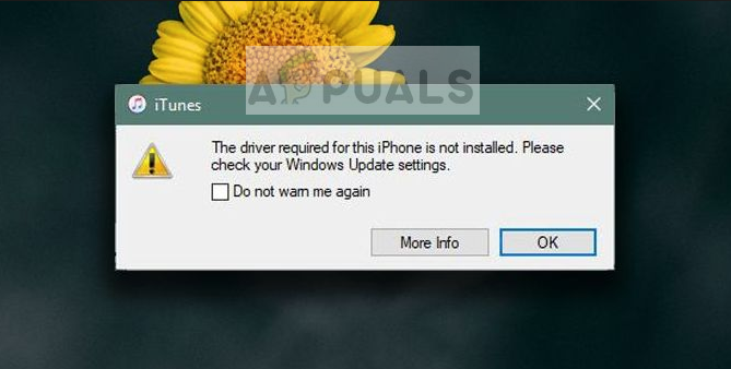 Fix: Der für dieses iPhone erforderliche Treiber ist unter Windows 10 nicht installiert