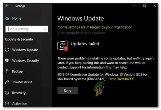 Fix: Windows Update Fehler 0xca00a000