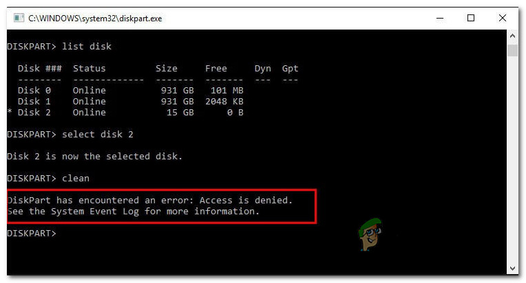 Fix: DiskPart hat den Fehler “Zugriff verweigert” festgestellt.