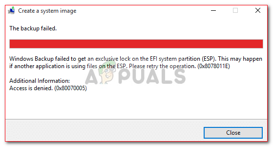 Fix: Windows Backup konnte keine exklusive Sperre für ESP erhalten