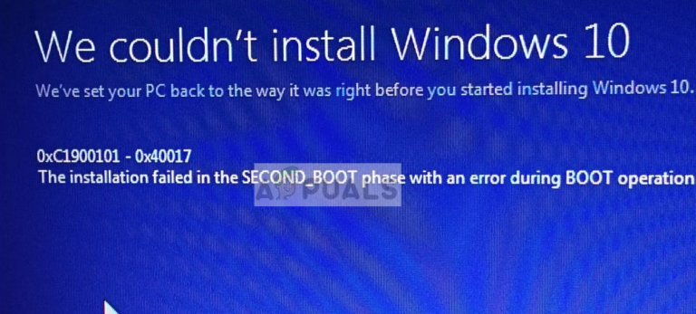 Fix: Windows-Setup-Fehler 0xC1900101 – 0x40017
