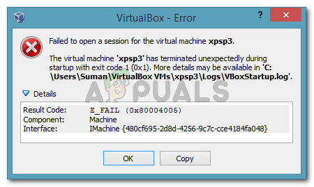 Fix: Die virtuelle Maschine wurde beim Start mit dem Exit-Code 1 (0x1) unerwartet beendet.