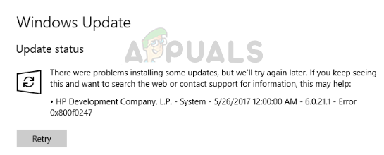 Fix: Windows Update-Fehlercode 0x800f0247