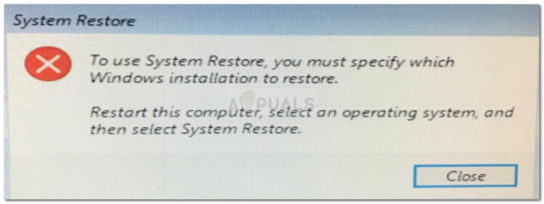 Fix: Um die Systemwiederherstellung verwenden zu können, müssen Sie angeben, welche Windows-Installation wiederhergestellt werden soll
