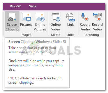 So ändern Sie die OneNote-Verknüpfung zum Ausschneiden von Bildschirmen unter Windows 10