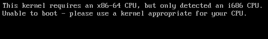 Fix: Boot kann nicht gestartet werden. Bitte verwenden Sie einen für Ihre CPU geeigneten Kernel.