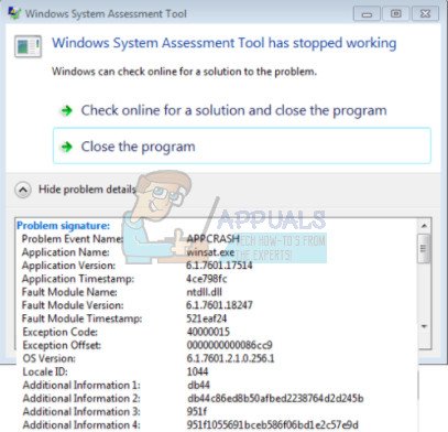 Fix: Das Windows-Systembewertungstool ‘winsat.exe’ funktioniert nicht mehr. Fehler