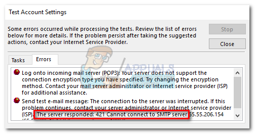 Fix: 421 kann keine Verbindung zum SMTP-Server herstellen