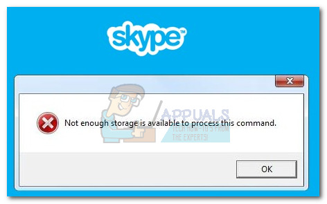 Fix: Skype ist nicht genügend Speicher verfügbar, um diesen Befehl zu verarbeiten