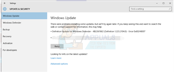 Fix: Windows Update-Fehler 0x80248007
