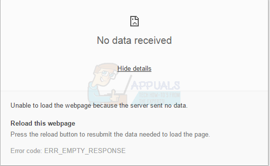 Fix: ERR_EMPTY_RESPONSE oder Keine Daten empfangen Fehler