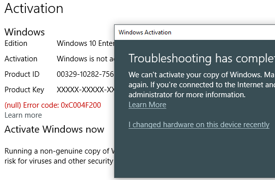 So beheben Sie den Aktivierungsfehler 0xc004f200 unter Windows