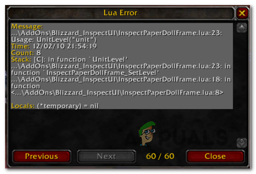 ‘LUA-Fehler’ in Word of Warcraft unter Windows beheben