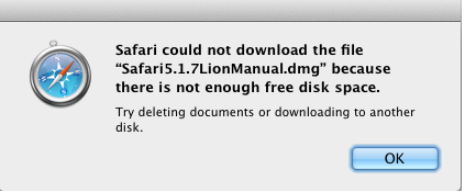 Safari konnte die Datei nicht herunterladen, da nicht genügend Speicherplatz vorhanden ist