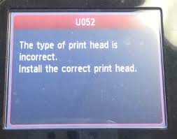 U052 Dieser Druckkopftyp ist falsch
