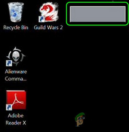 Wie entferne ich das graue Feld in der oberen rechten Ecke von Windows 10 Desktop?