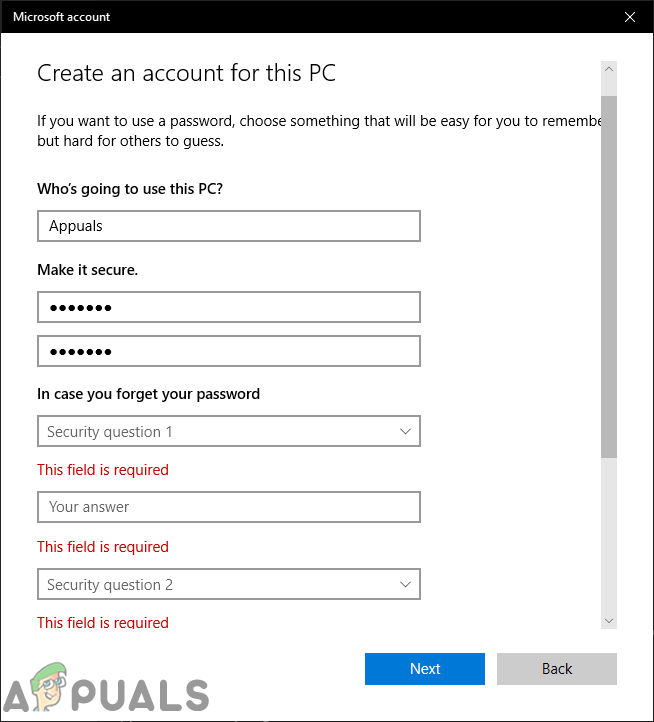 Wie deaktiviere ich Sicherheitsfragen für das lokale Konto unter Windows 10?