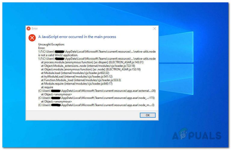 Javascript-Ausnahmefehler in Microsoft Teams unter Windows 10