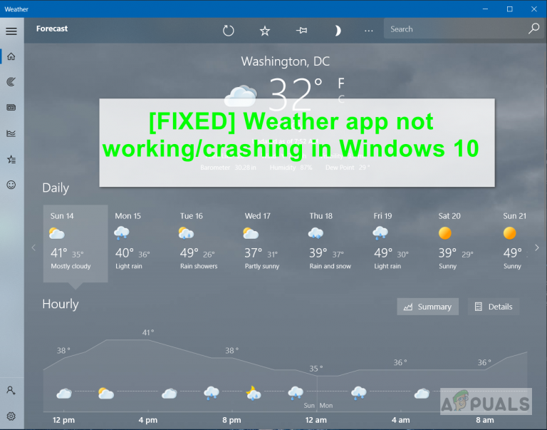 Fix: Wetter-App funktioniert nicht / stürzt in Windows 10 ab