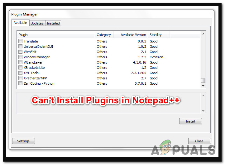 Notepad++-Plugins können unter Windows 10 nicht installiert werden