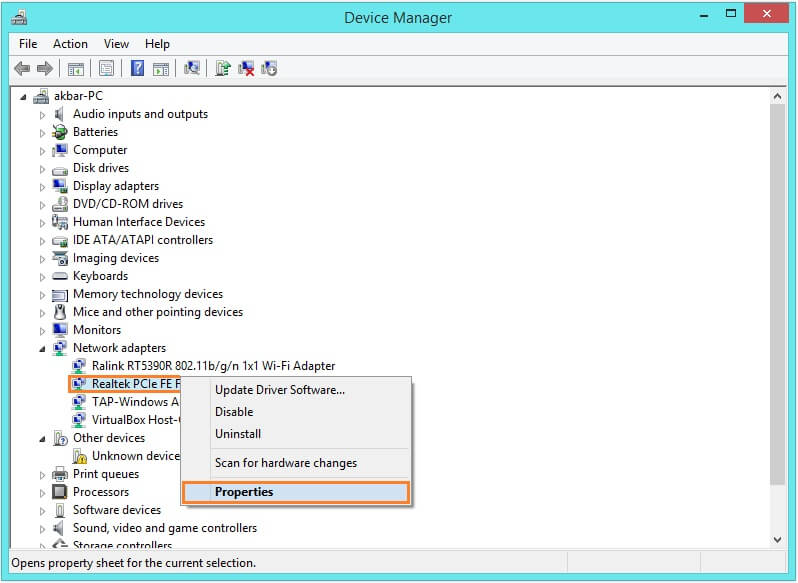 BUGCODE NDIS-TREIBER – Windows 8 Geräte-Manager – Rechtsklick – Eigenschaften – Windows Wally