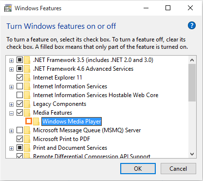 Black Video – Programme und Funktionen – Windows-Funktionen ein- und ausschalten – Medienfunktionen – Windows Media Player – Windows Wally