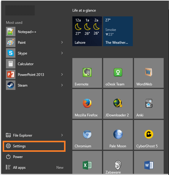 Windows 10 – Zurück – Startmenü – Einstellungen – Windows 10 – Windows Wally