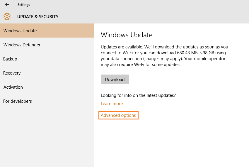 Windows 10 – Einstellungen – Update und Sicherheit – Windows Update – Erweiterte Optionen – Windows Wally