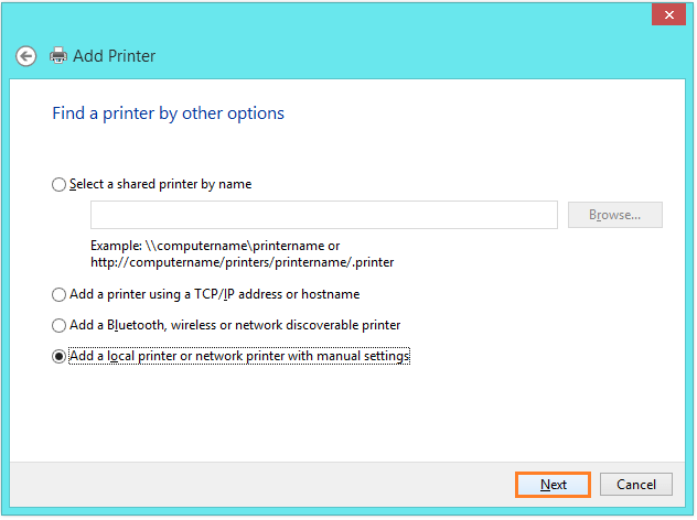 Windows 8-Drucker – Fügen Sie einen lokalen Drucker oder Netzwerkdrucker mit manuellen Einstellungen hinzu – Windows Wally
