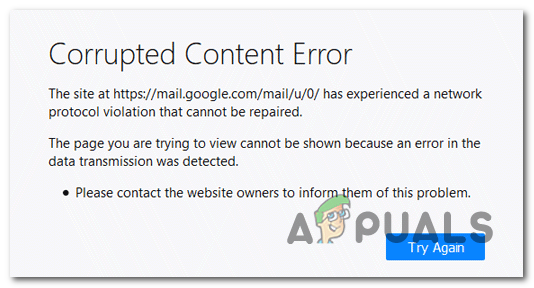 Fehler bei beschädigtem Inhalt „mail.google.com“ – Appuals.com